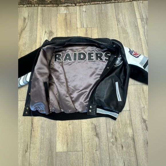 Raiders leather jacket reversible men's NFL - Picture 4 of 8